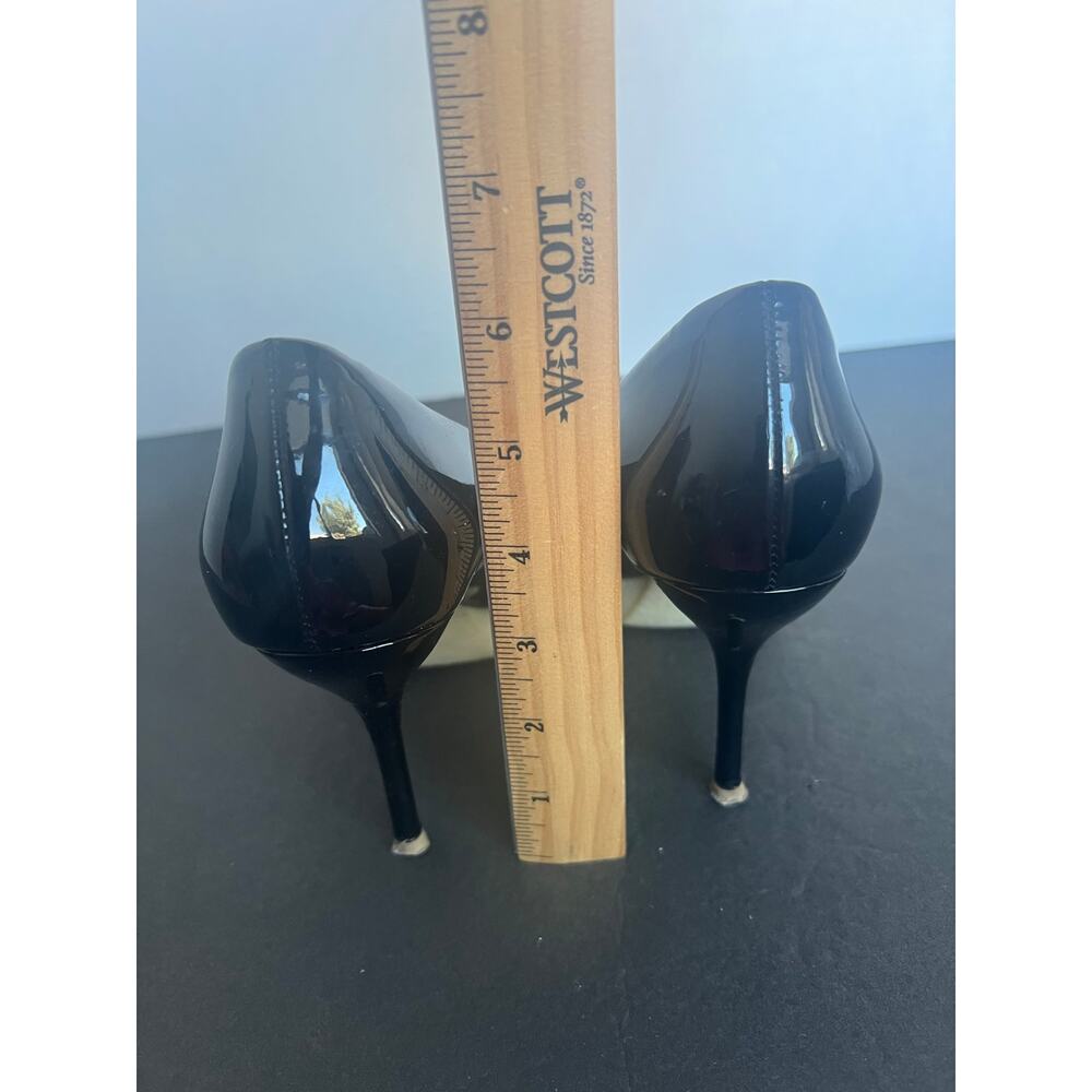Gucci Tom Ford Platform Pointy Toe Black‎ White Patent Leather Slip On Pumps 6.5 - Picture 8 of 12